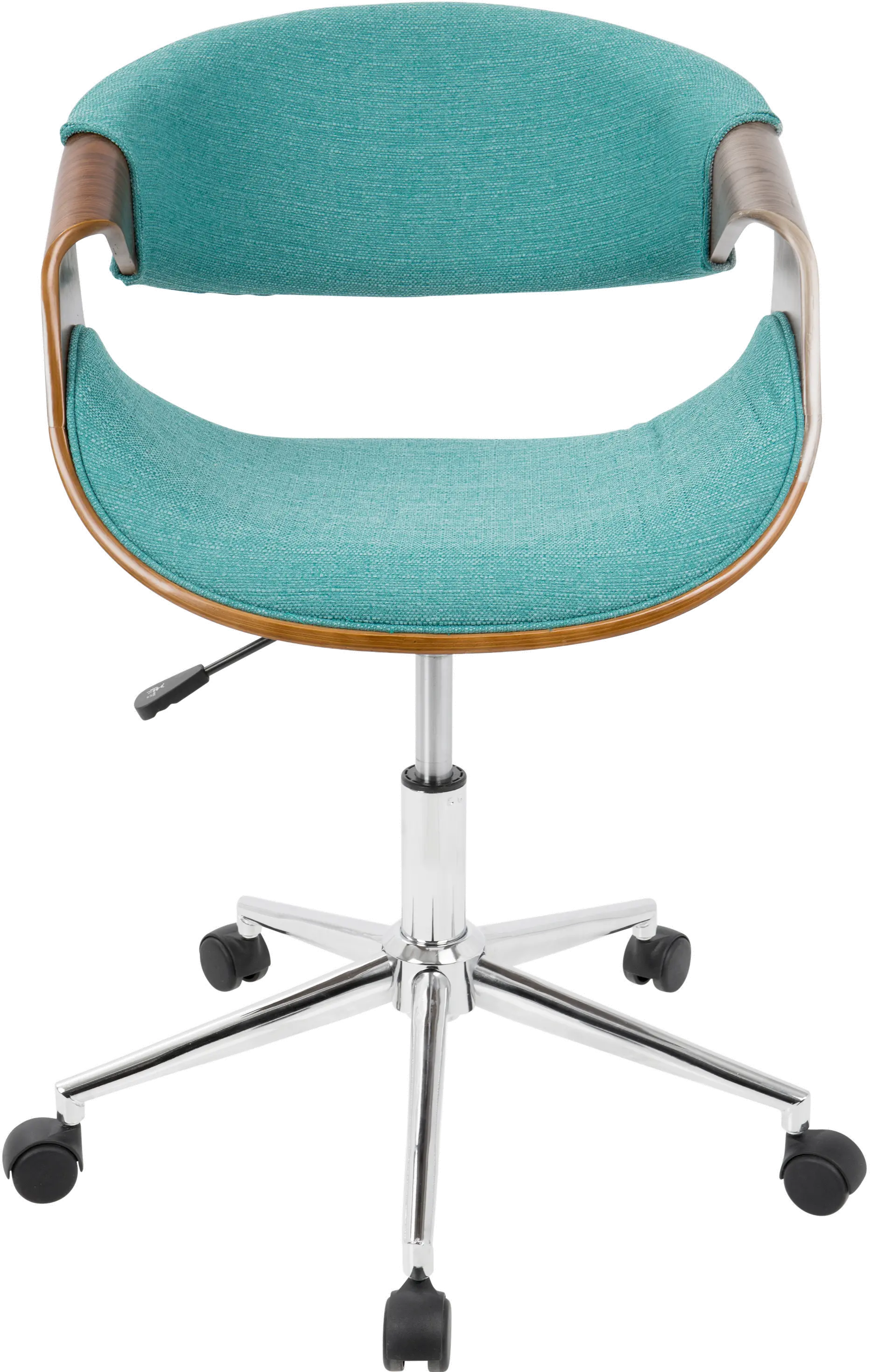 OFC-CURVO-WL+TL Walnut and Teal Mid-Century Modern Office Chair - Curvo-4