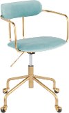 OC-DEMI-AUVLBU Gold Metal and Light Blue Velvet Contemporary Office Chair - Demi