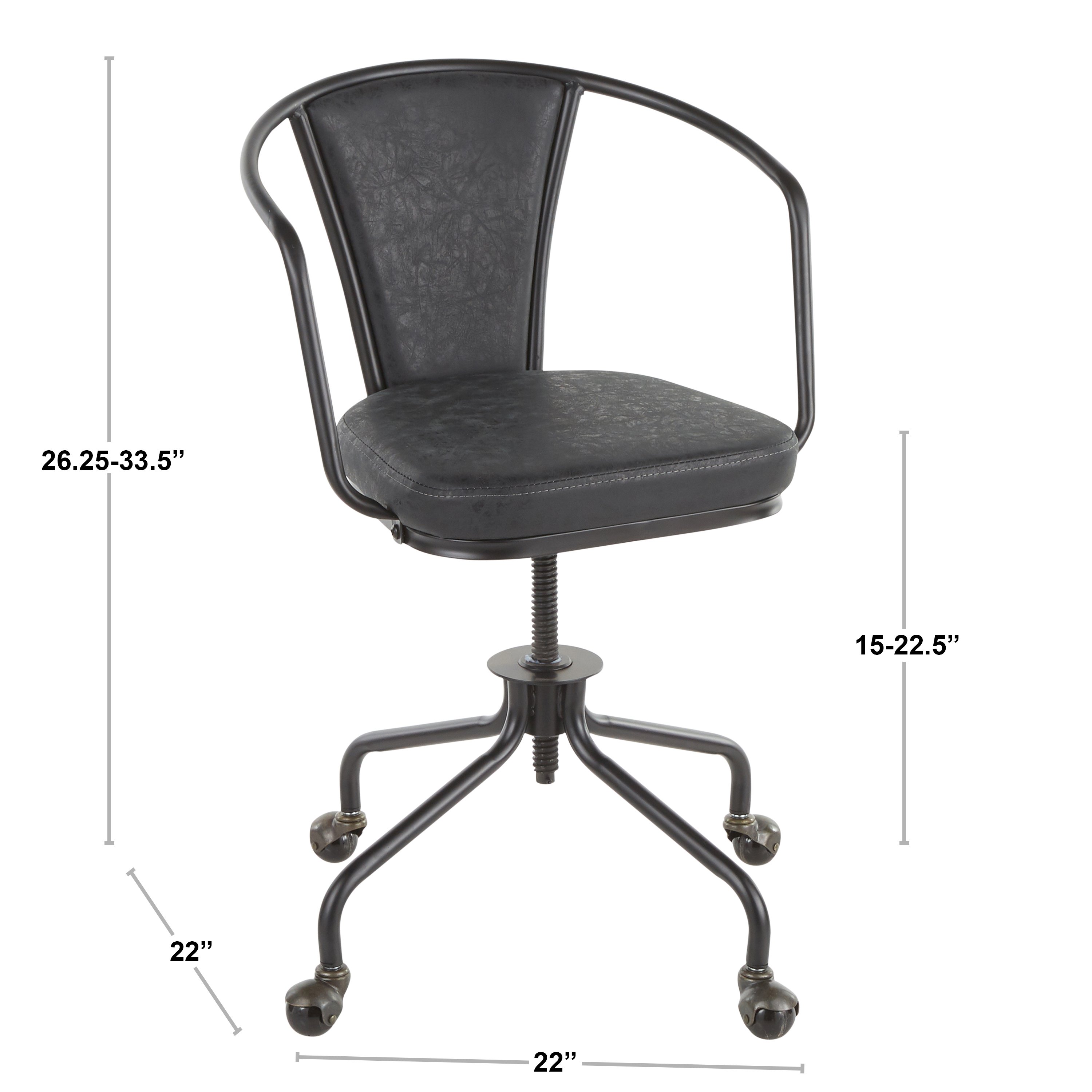 OC-ORUP-BKGN Metal and Green Industrial Upholstered Task Chair - Oregon-7