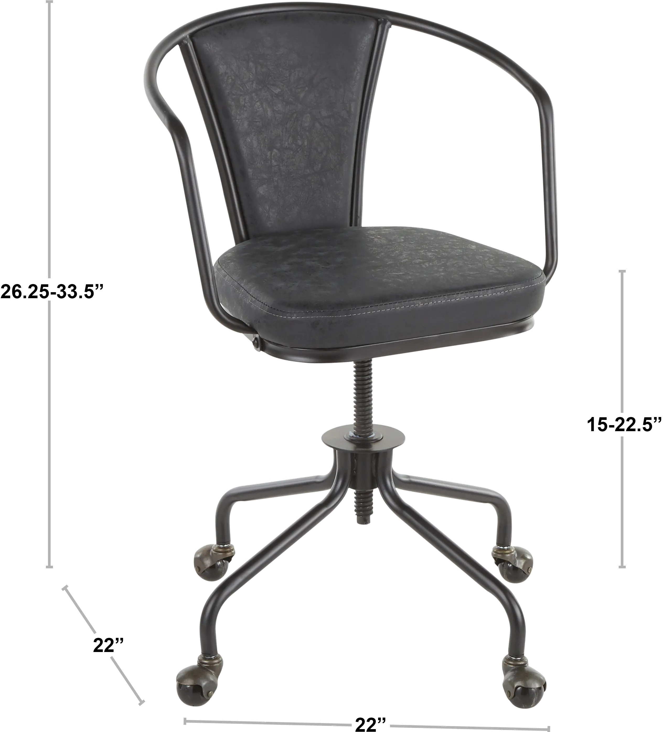 OC-ORUP-BKGN Metal and Green Industrial Upholstered Task Chair - Oregon-7