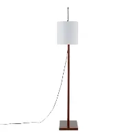LS-ARTUROFL-WLW Contemporary Walnut Wood Floor Lamp with White Shade - Arturo