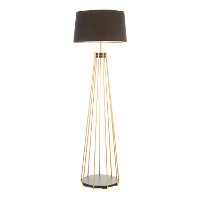 LS-CANARY-FL-AUBK Contemporary Gold Metal Floor Lamp with Black Shade - Canary-1