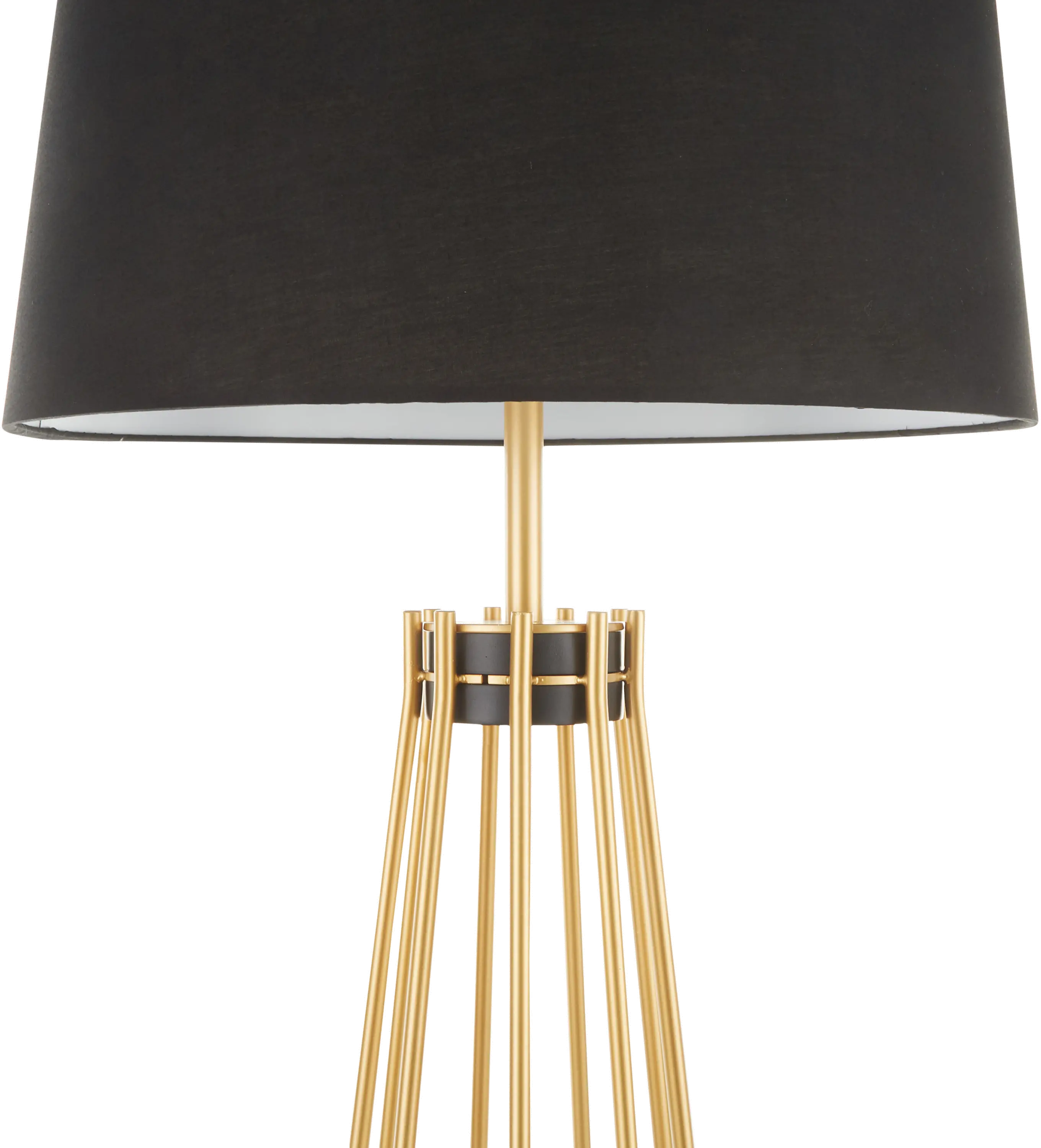 LS-CANARY-FL-AUBK Contemporary Gold Metal Floor Lamp with Black Shade - Canary-2
