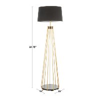 LS-CANARY-FL-AUBK Contemporary Gold Metal Floor Lamp with Black Shade - Canary-5
