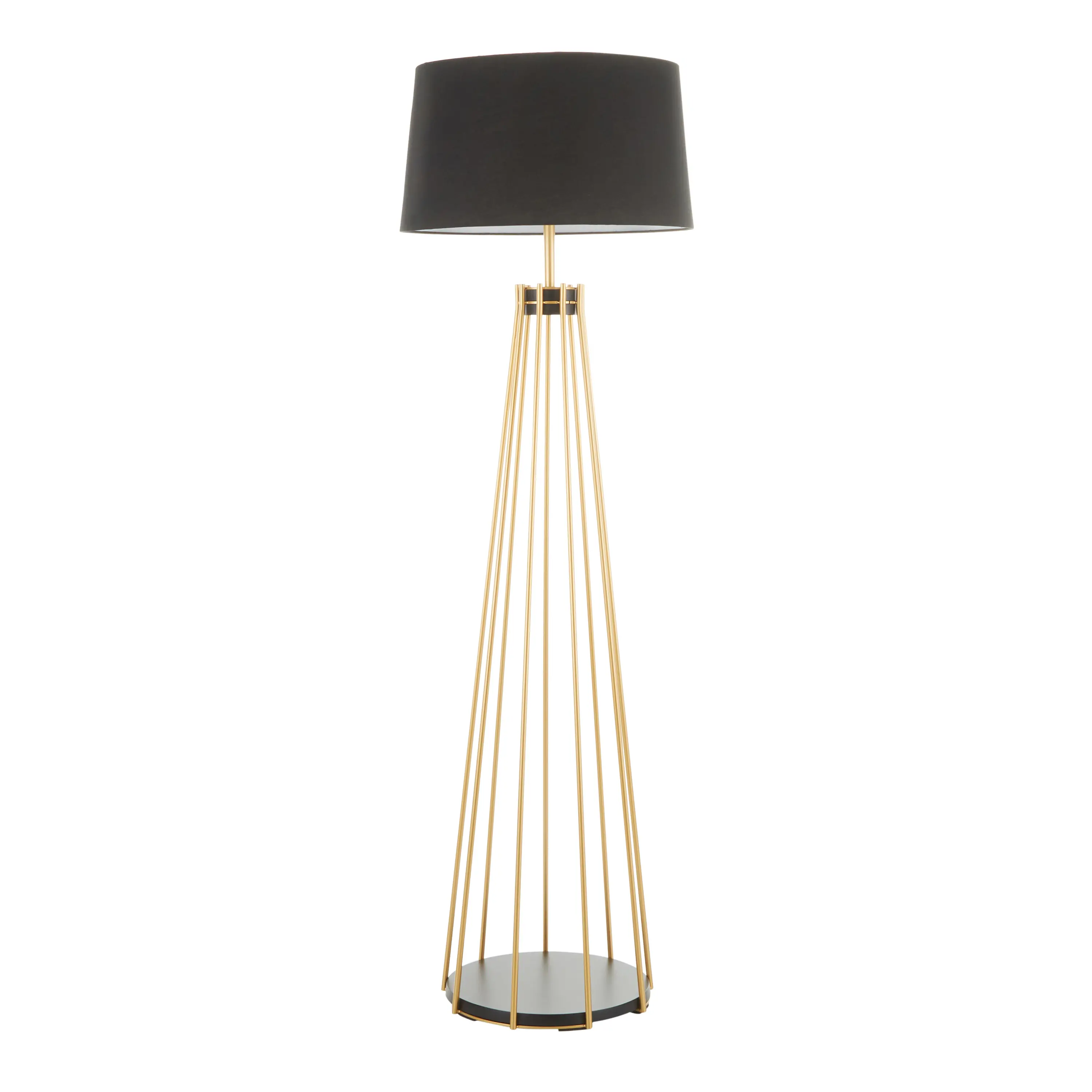 LS-CANARY-FL-AUBK Contemporary Gold Metal Floor Lamp with Black Shade - Canary-6