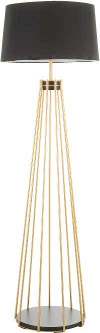 LS-CANARY-FL-AUBK Contemporary Gold Metal Floor Lamp with Black Shade - Canary-6