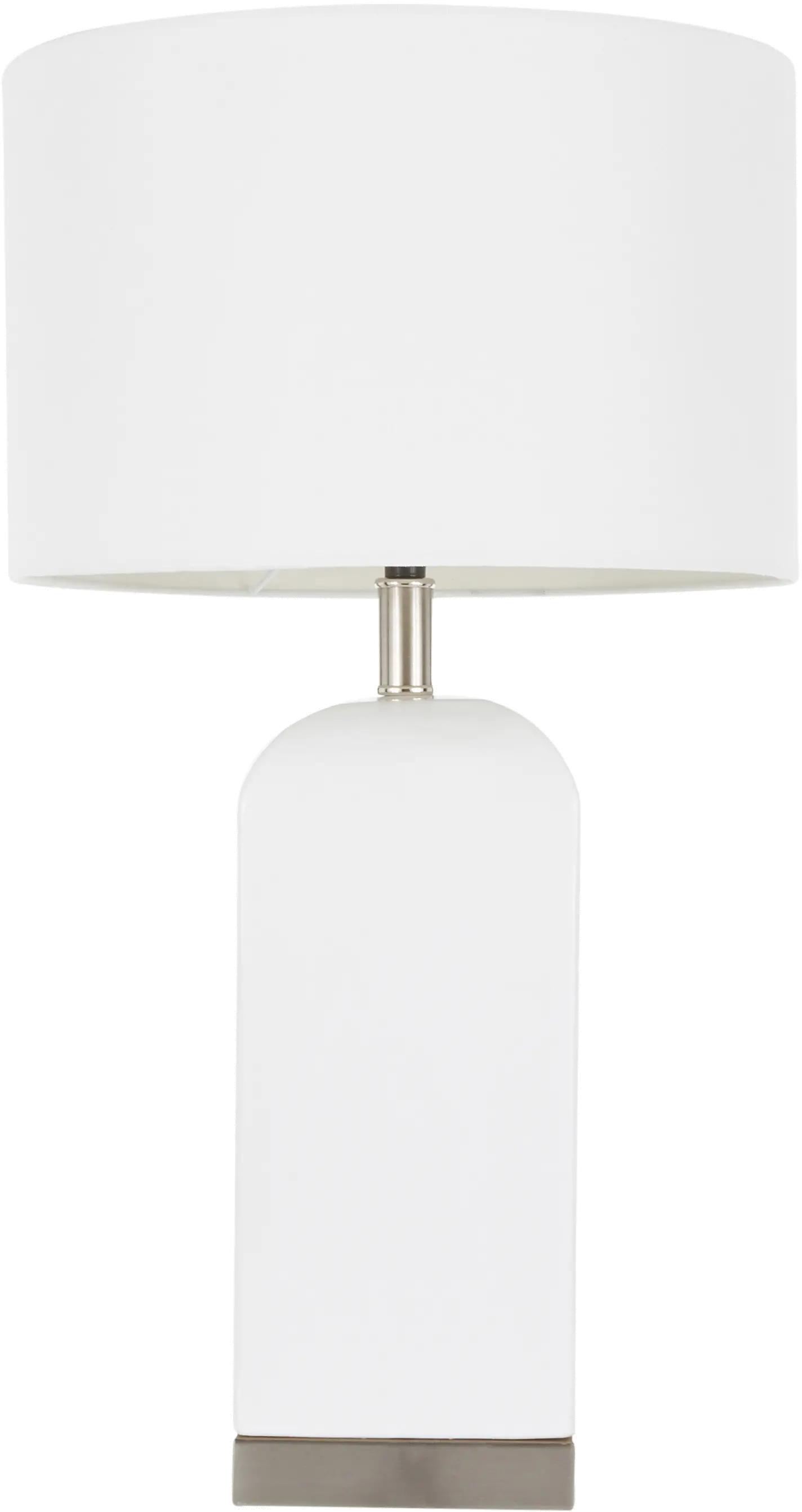 LS-CARMEN-SSW Contemporary White Ceramic and Antique Brass Table Lamp - Carmen-1