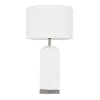 LS-CARMEN-SSW Contemporary White Ceramic and Antique Brass Table Lamp - Carmen