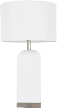 LS-CARMEN-SSW Contemporary White Ceramic and Antique Brass Table Lamp - Carmen
