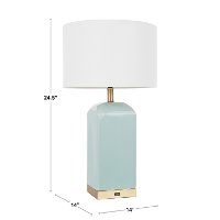 LS-CARMEN-SSW Contemporary White Ceramic and Antique Brass Table Lamp - Carmen-6