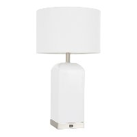 LS-CARMEN-SSW Contemporary White Ceramic and Antique Brass Table Lamp - Carmen-7
