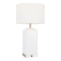 LS-CARMEN-SSW Contemporary White Ceramic and Antique Brass Table Lamp - Carmen-8