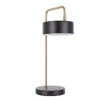 LS-PUCKTB-BKAU Contemporary Black and Gold Metal Table Lamp - Puck-2