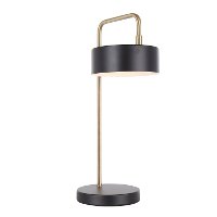LS-PUCKTB-BKAU Contemporary Black and Gold Metal Table Lamp - Puck-3