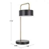 LS-PUCKTB-WAU Contemporary White and Gold Metal Table Lamp - Puck