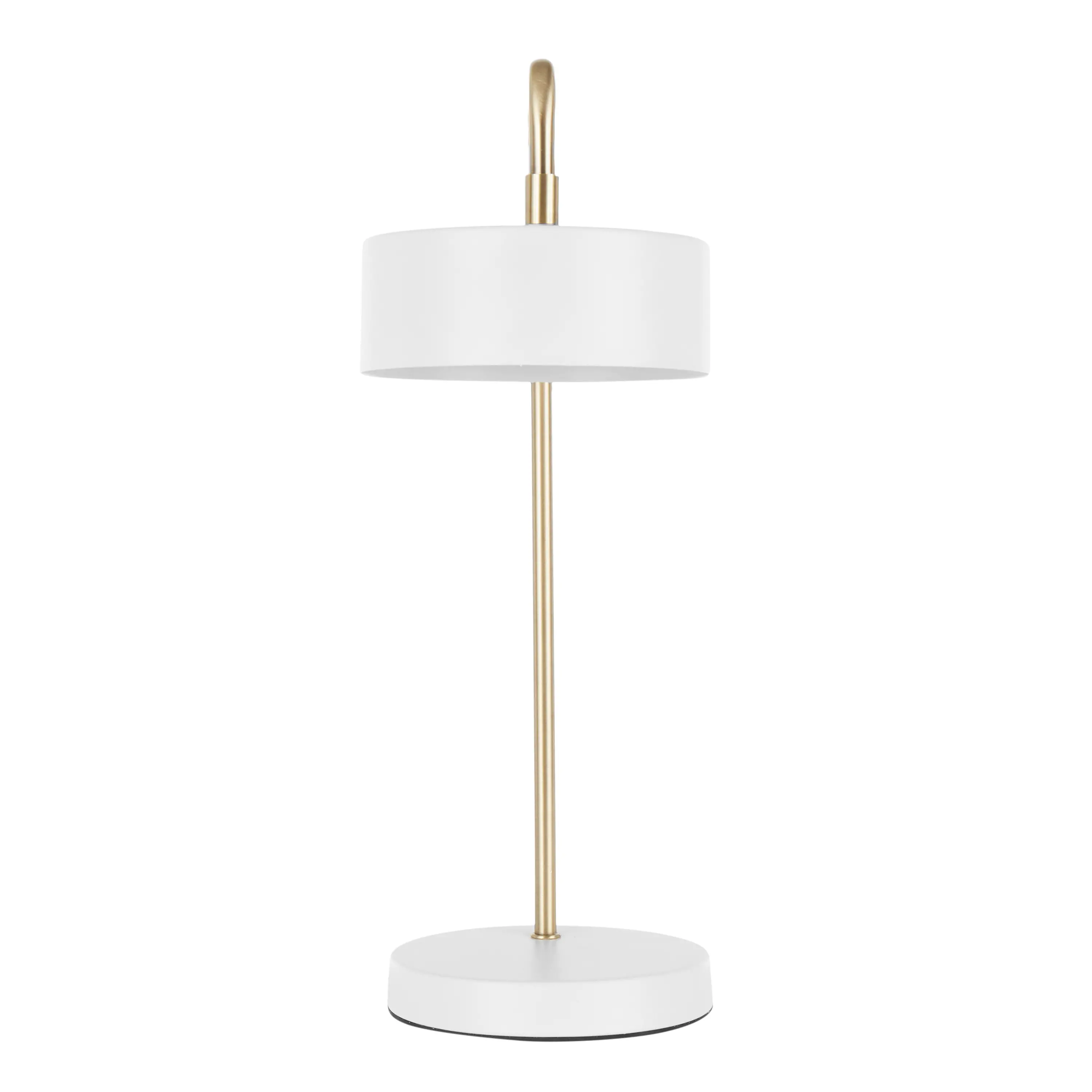 LS-PUCKTB-WAU Contemporary White and Gold Metal Table Lamp - Puck-7