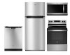 KIT Whirlpool 4 Piece Electric Kitchen Appliance Package with 18 cu. ft. Top Freezer Refrigerator - Stainless Steel