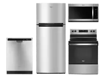 KIT Whirlpool 4 Piece Electric Kitchen Appliance Package with 18 cu. ft. Top Freezer Refrigerator - Stainless Steel