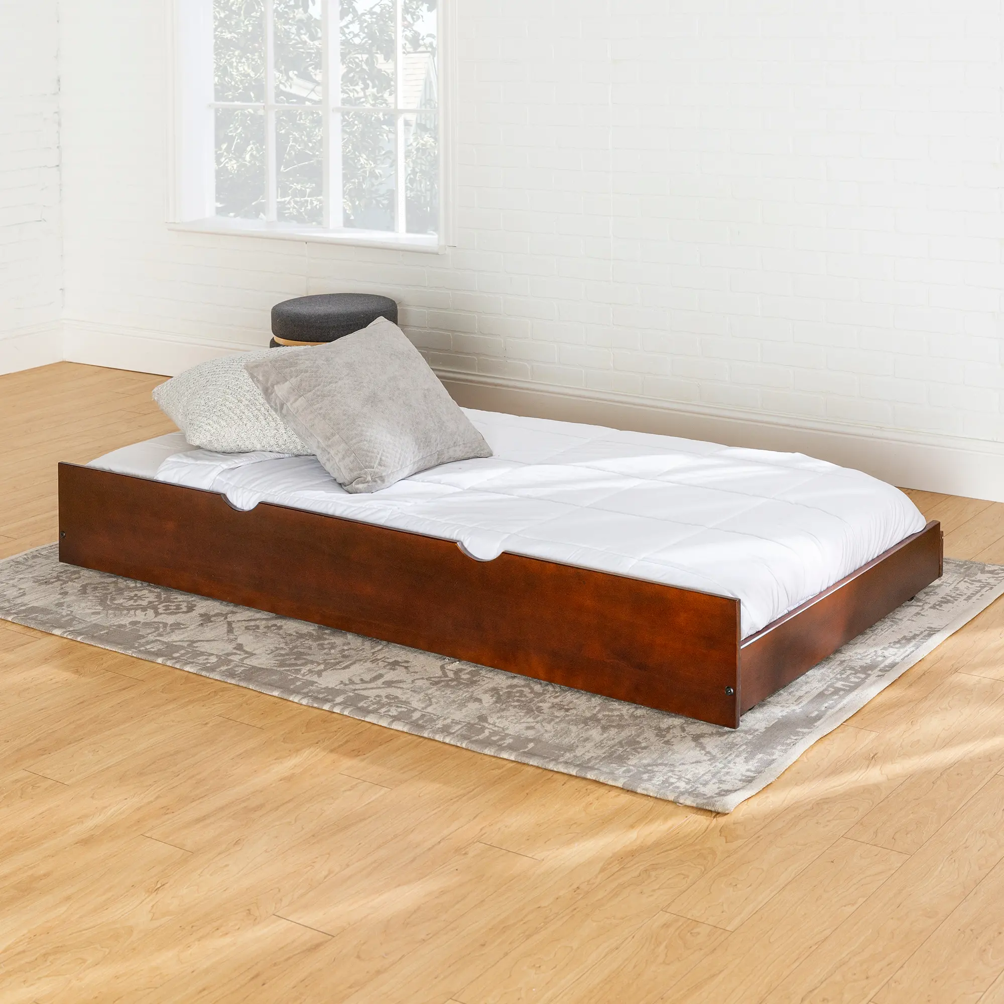 BTW40ES Dark Brown Solid Wood Trundle Bed - WE Trundles-1