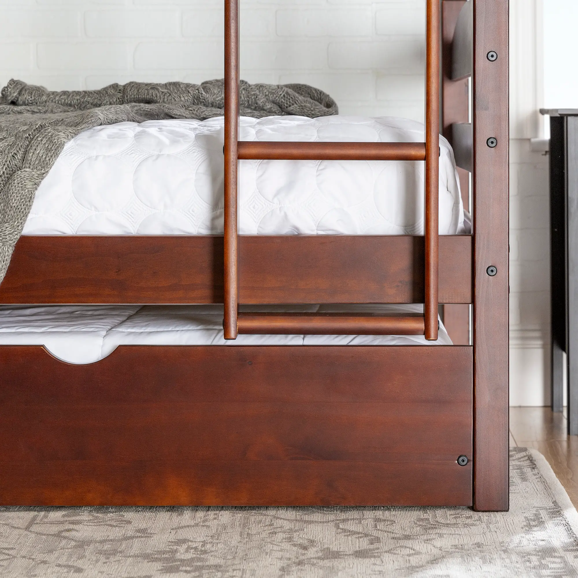 BTW40ES Dark Brown Solid Wood Trundle Bed - WE Trundles-2