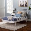 Mid Century White Twin Platform Bed - Spindle