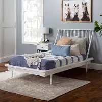 BTSPINWH Mid Century White Twin Platform Bed - Spindle