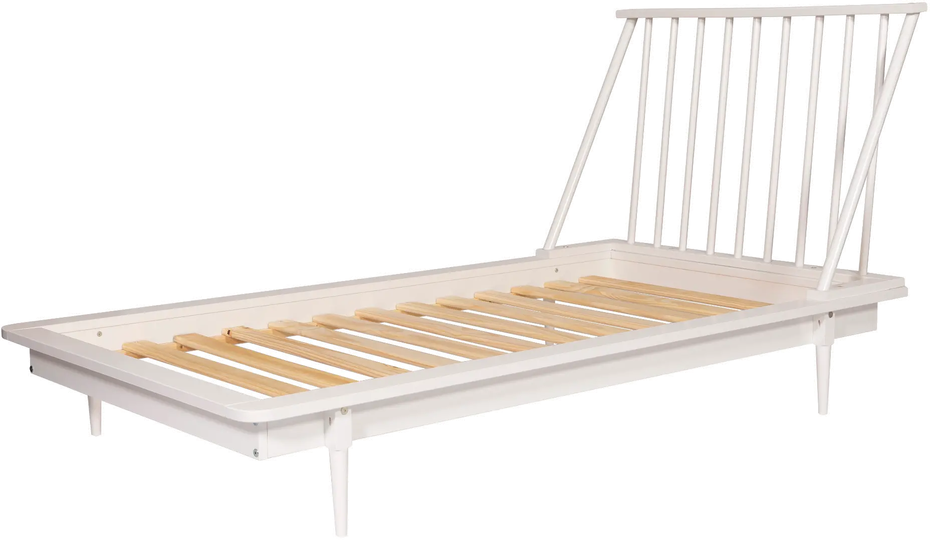 BTSPINWH Mid Century White Twin Platform Bed - Spindle-3