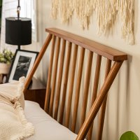 BTSPINCA Mid Century Light Brown Twin Platform Bed - Spindle-2