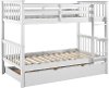 Off White Solid Wood Twin-Over-Twin Bunk Bed with Trundle - Violet