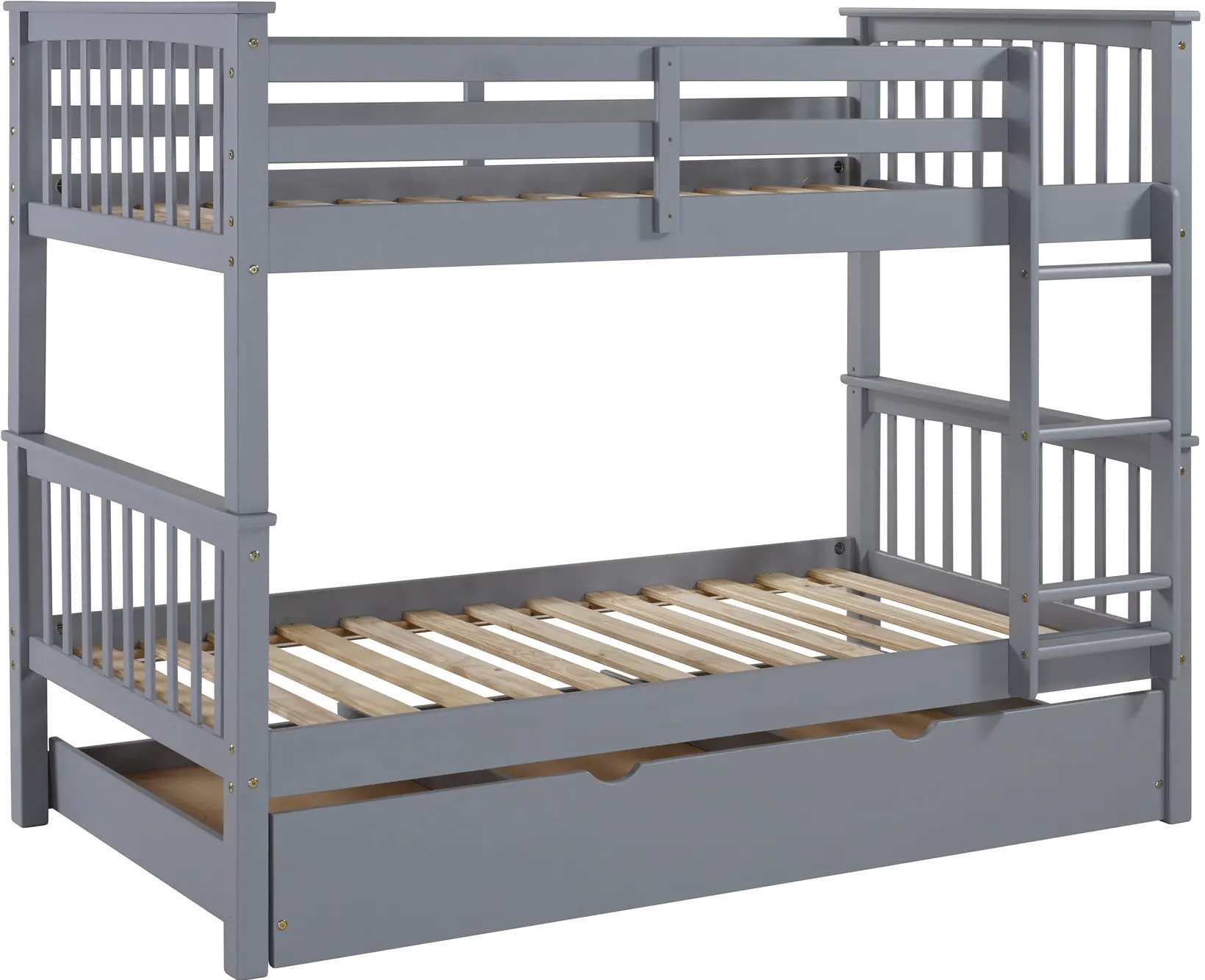 BWTOTMSGY-TR Gray Solid Wood Twin-Over-Twin Bunk Bed with Trundle - Violet-1