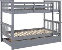 BWTOTMSGY-TR Gray Solid Wood Twin-Over-Twin Bunk Bed with Trundle - Violet