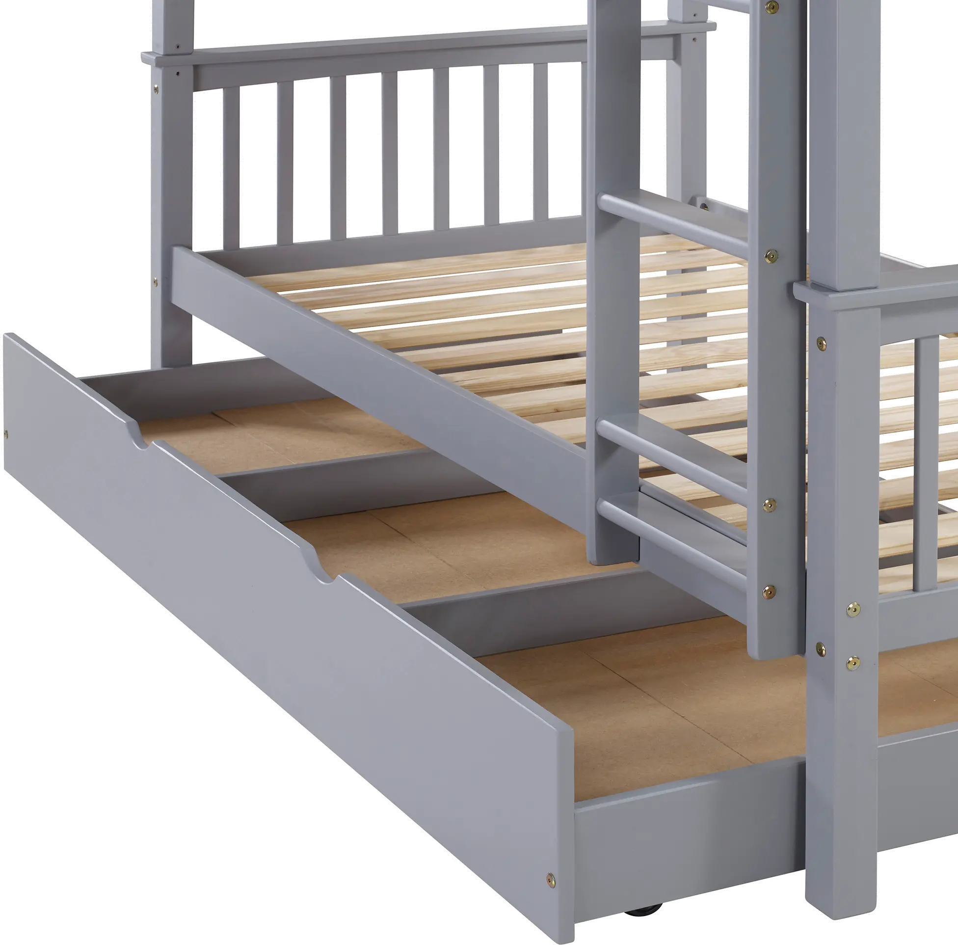 BWTOTMSGY-TR Gray Solid Wood Twin-Over-Twin Bunk Bed with Trundle - Violet-3