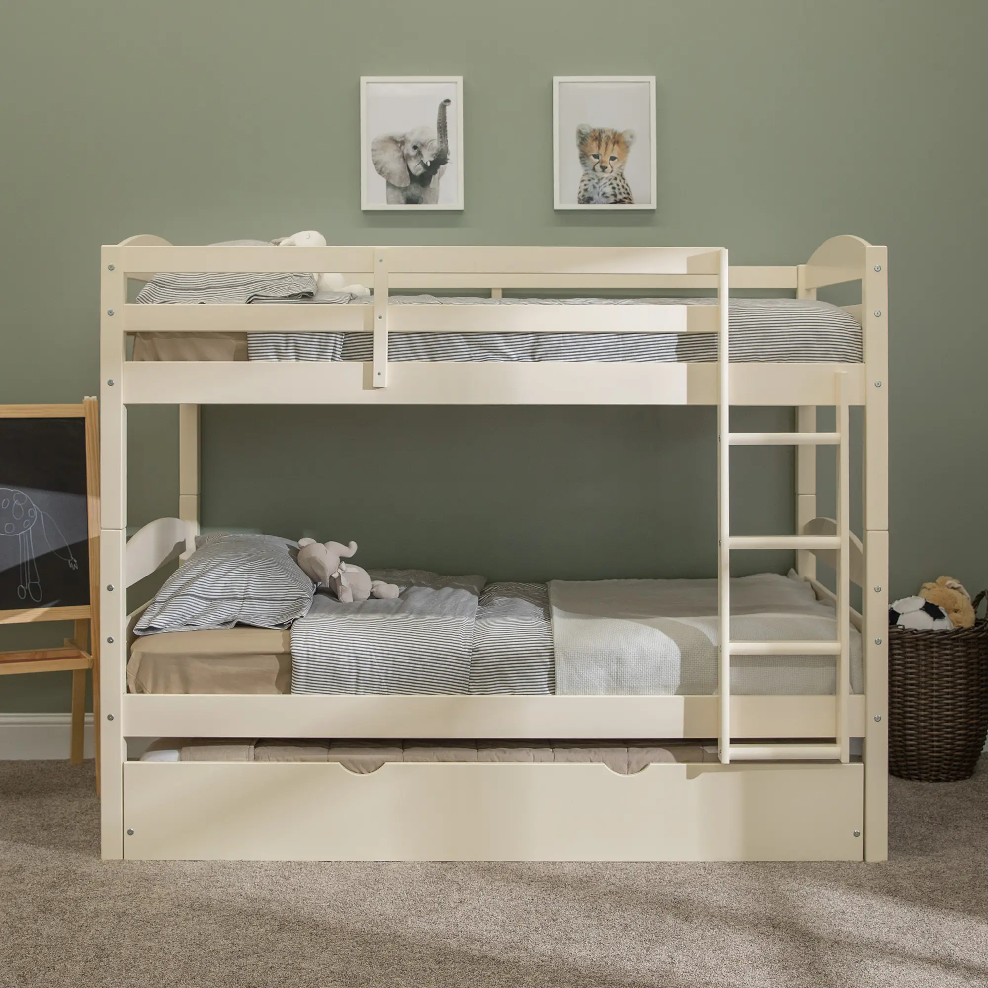 BWSTOTWH-TR Cream Twin-Over-Twin Bunk Bed with Trundle - Sunflower-1