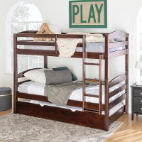 Espresso Brown Twin-Over-Twin Bunk Bed with Trundle - Sunflower-2