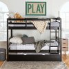 Black Twin-Over-Twin Bunk Bed with Trundle - Sunflower