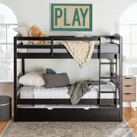 BWSTOTBL-TR Black Twin-Over-Twin Bunk Bed with Trundle - Sunflower