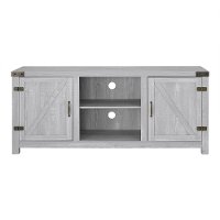 Gray Farmhouse 58 Inch TV Stand - Barn Door-2