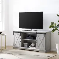 W58SBDST Gray Country 58 Inch TV Stand - Barn Door
