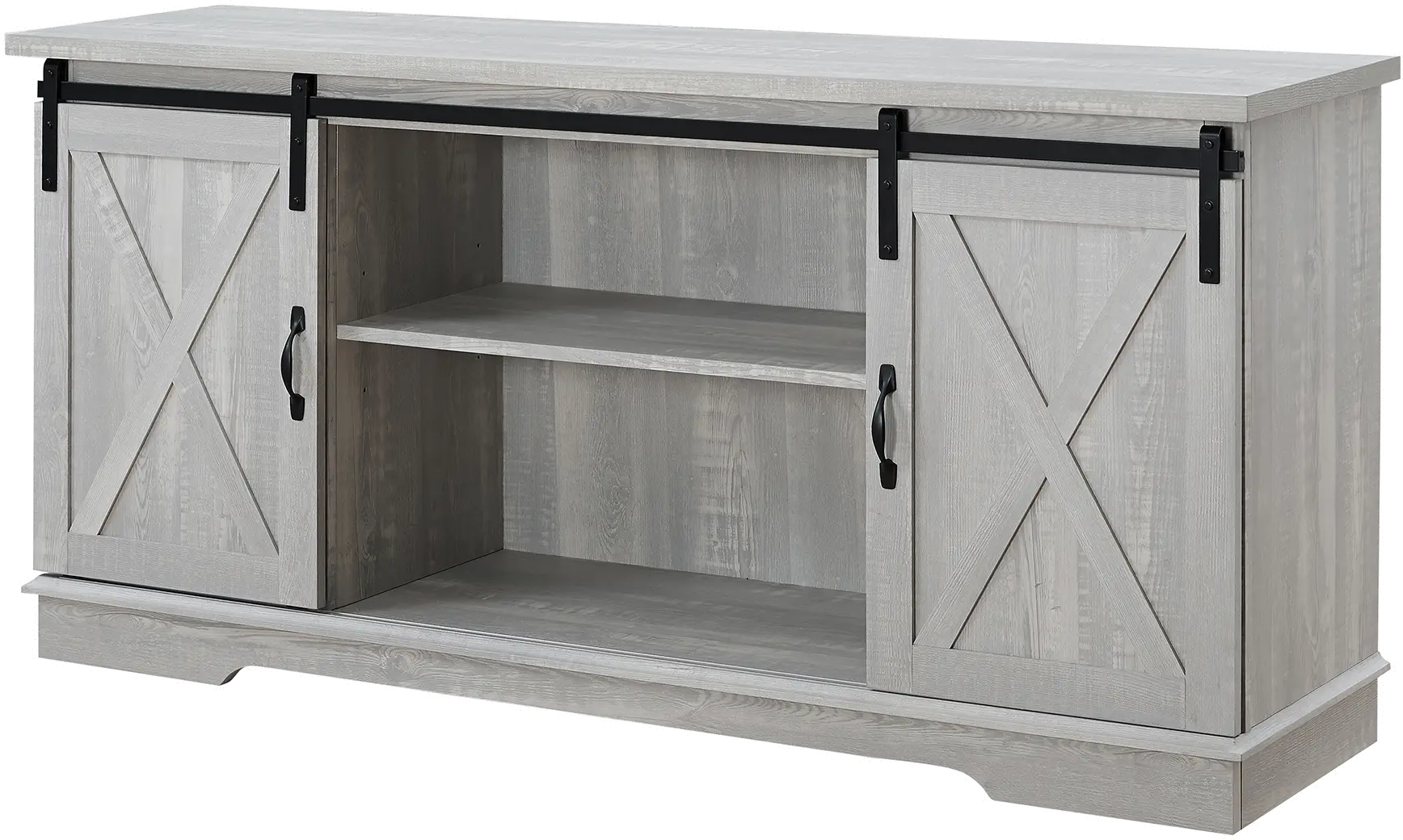 W58SBDST Gray Country 58 Inch TV Stand - Barn Door-2