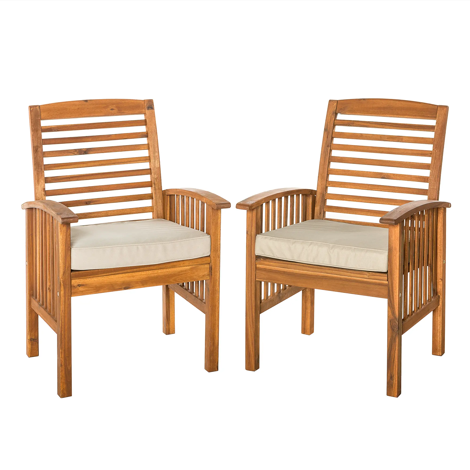 OWC2BR Acacia Wood Outdoor Patio Chairs with Cushions, set of 2 - Midland-4