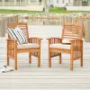OWC2BR Acacia Wood Outdoor Patio Chairs with Cushions, set of 2 - Walker Edison