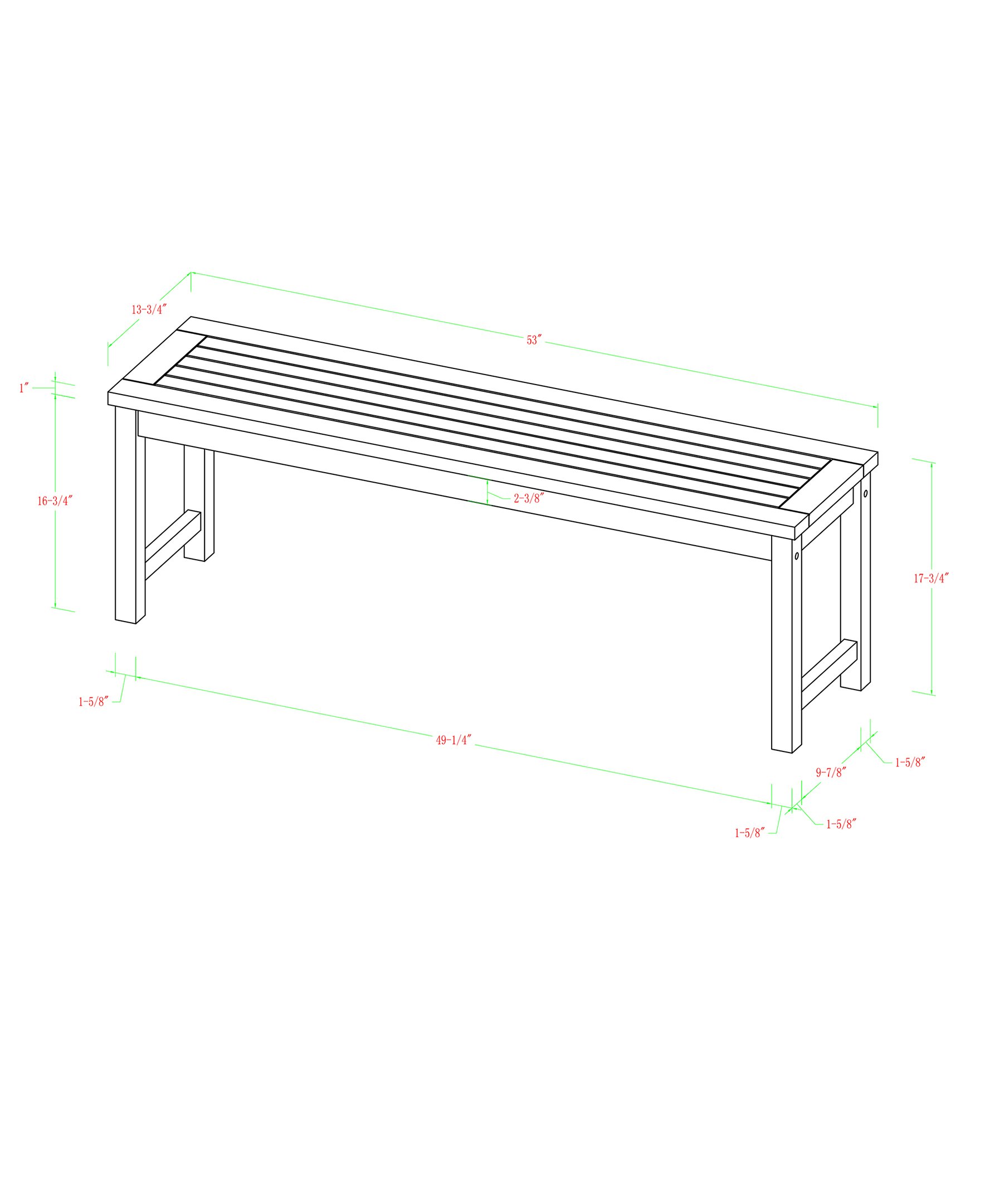 OWB7SBR Acacia Wood Brown Outdoor Patio Bench - Midland-2