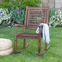 OWRCDB Solid Acacia Wood Outdoor Patio Rocking Chair - Dark Brown