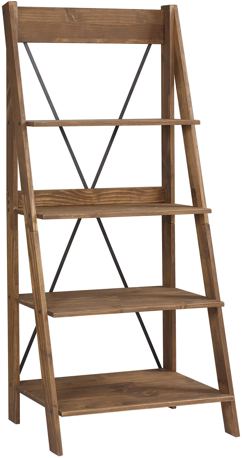 BS68FRSWBR 68 Solid Wood Ladder Bookshelf - Brown-3
