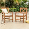 Natural X-Back Outdoor Patio Chairs with Cushions, set of 2 - Crosswinds
