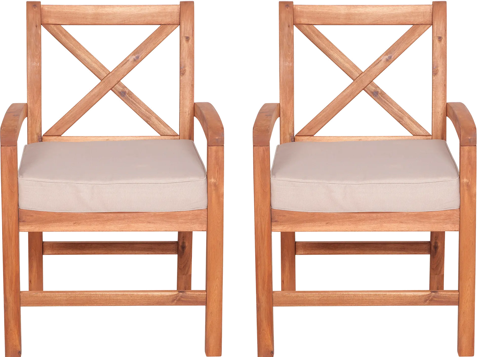 OWXB2BR Natural X-Back Outdoor Patio Chairs with Cushions, set of 2 - Crosswinds-3