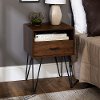 AF18CRFSTDW Dark Walnut Modern Single Drawer Hairpin Leg Side Table