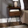 AF18CRFSTDW Dark Walnut Modern Single Drawer Hairpin Leg Side Table