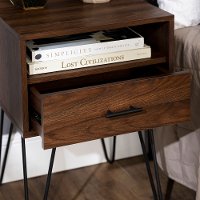 AF18CRFSTDW Dark Walnut Modern Single Drawer Hairpin Leg Side Table-2