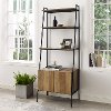 Reclaimed Barnwood 72 Inch Modern Ladder Bookcase with Cabinet - Arlo